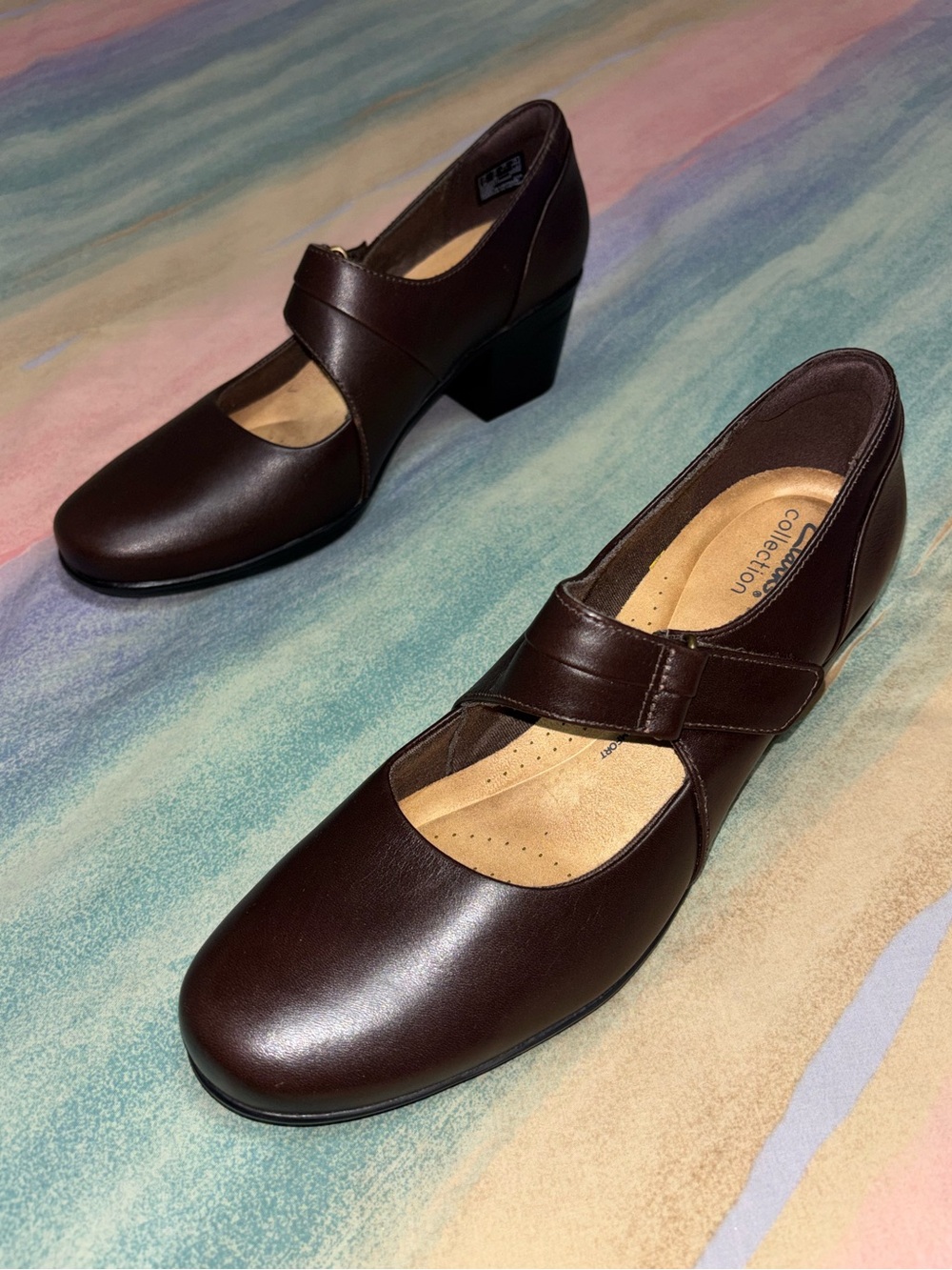 Clarks Collection Women's 10 Emslie Lulin Mary Jane Pumps Heels Brown Leather - Picture 3 of 10